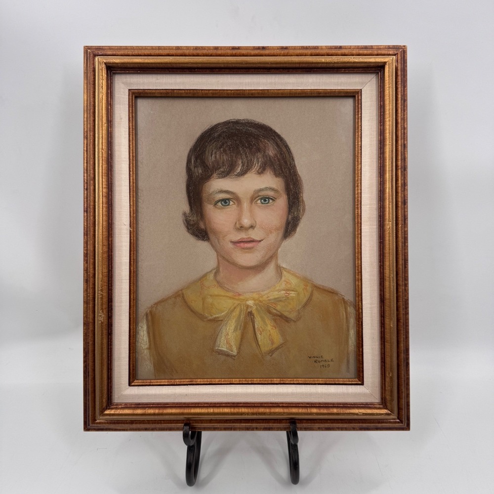 Vintage Pastel Portrait of a Young Girl 1965 Winnie Rumble